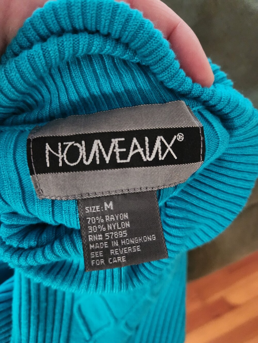 NOUVEAUX Turquoise Ribbed Top - Picture 2 of 3